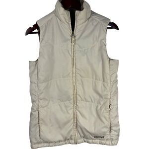 Marmot Reversible Vest Womens M Beige‎ Puffer & Brown Fleece Full Zip Outdoor